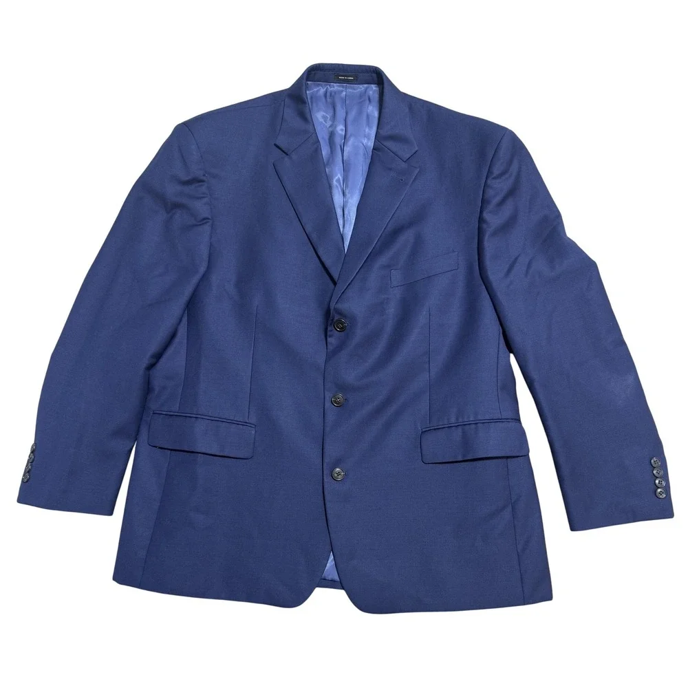 JOE Joseph Abboud Blazer Mens 46L Navy Blue Wool Suit Jacket 3 Button‎ Notch